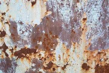 Rust metal background. Rotten steel, metal texture with scratches and cracks.