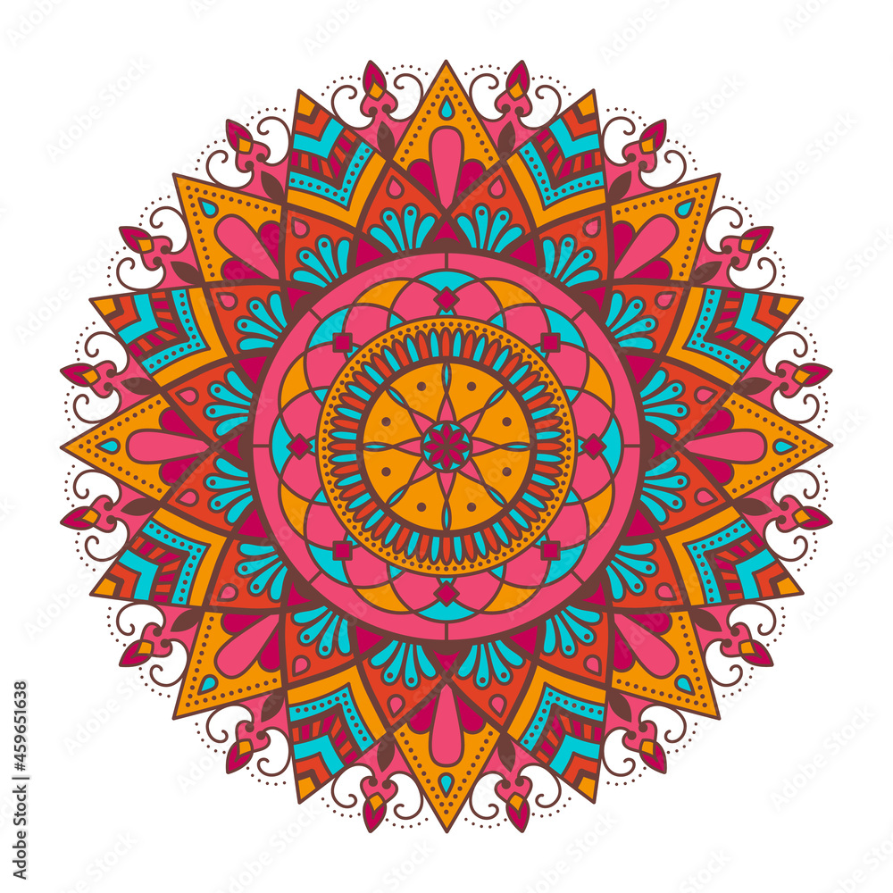 Wall mural colorful decorative mandala on white background