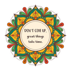 Colorful mandala with motivational quote