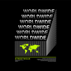 Worldwide writing design, suitable for screen printing t-shirts, clothes, jackets and others