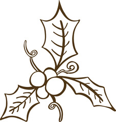 symbol new year christmas berry holly holly line. Vector illustration