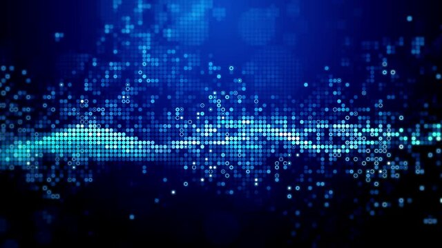 Big data transfer futuristic abstract geometric motion template background. Dotted grid with moving points as 4K UHD video looping.