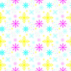 seamless pattern with snowflakes. Chrisrmas background. multicolored snowflakes on a white background