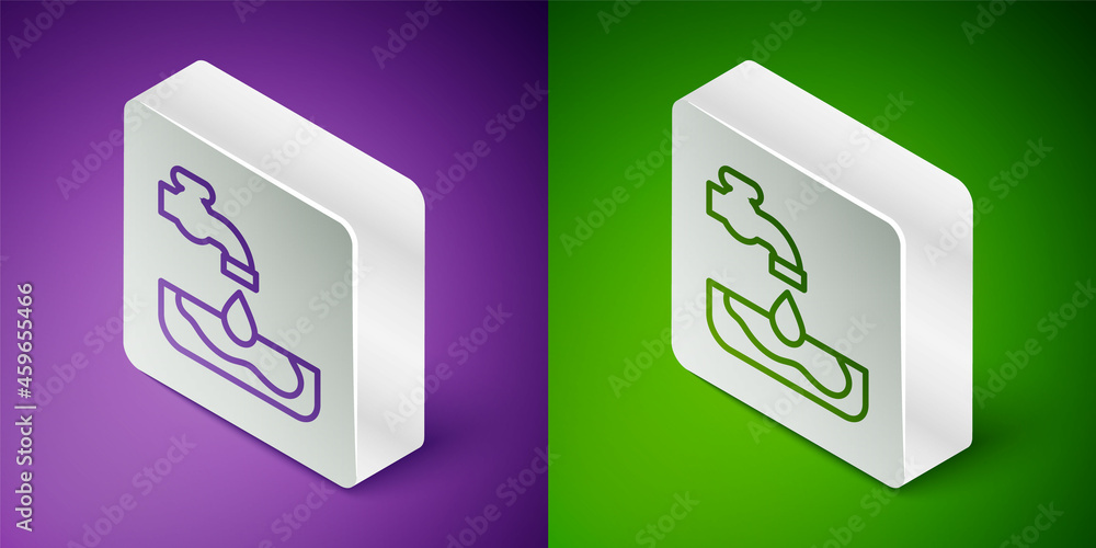 Aufkleber isometric line water problem icon isolated on purple and green background. poor countries environmen