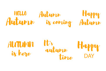 Autumn lettering. Set of cute hand drawn vector illustrations.