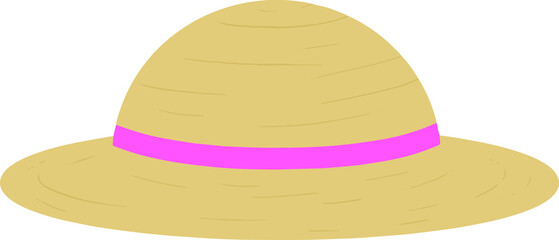 Straw hat with pink design