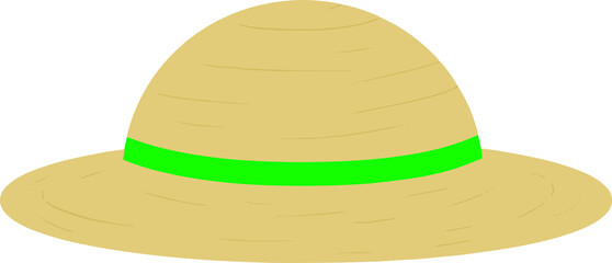 Straw hat with green design