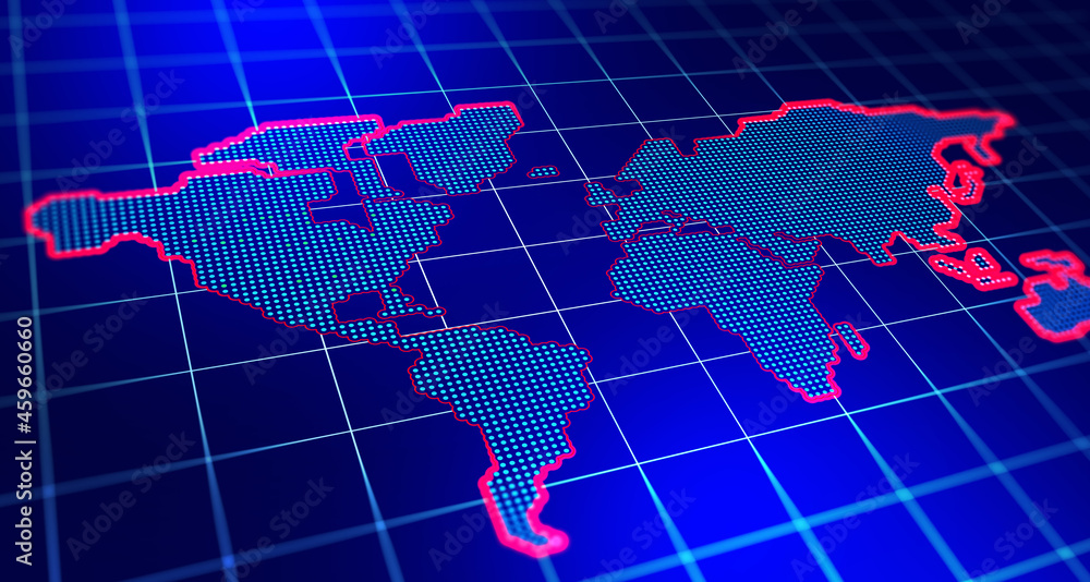 Leinwandbilder abstract map of continents. globalization and geopolitics in high-tech world of future. 3d illustrat