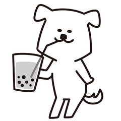  色加工ok いぬ素材No.36 タピオカドリンク