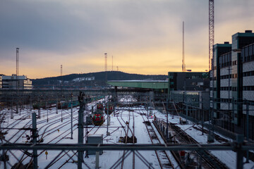 modern train station in winter 