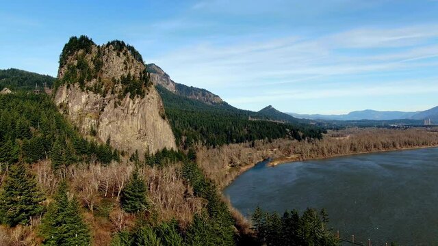 Beacon Rock at the Washington side of the Gorge