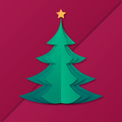 Christmas tree design in paper style