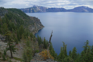 Crater Lake National Park famous for its deep blue color and water clarity, Oregon, United States, popular tourist destination