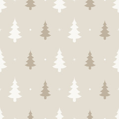 Seamless doodle christmas tree pattern with pastel color design