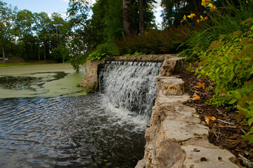 A beautiful waterfall in the park