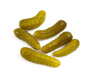 small pickled cucumbers isolated on white backrgound