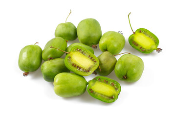 actinidia isolated on white background, close up