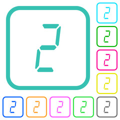 digital number two of seven segment type vivid colored flat icons