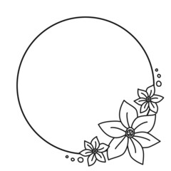Black and white botanical round frame with copyspace