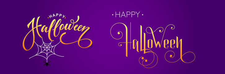 Happy Halloween vector lettering. Festive calligraphy for a banner, poster, greeting card, invitation to a party. Vector illustration.