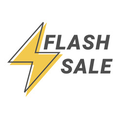 Flash Sale promotional labels templates set. Special offer text design with thunder sign