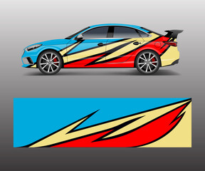 Fototapeta premium wrap design for custom sport car. Sport racing car wrap decal and sticker design.