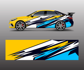 wrap design for custom sport car. Sport racing car wrap decal and sticker design.