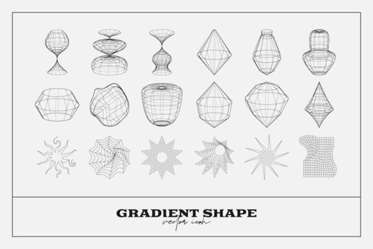 Abstract Geometric icon, shape collection. Line gradient vector illustration. Trendy hipster logotypes. Web design elements. © KozyPlace