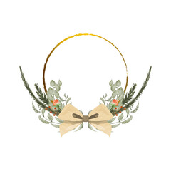 Elegant greenery Watercolor creamy wedding invitation card template set with golden floral decoration. Floral poster, invite. decorative greeting card succulent and branches, save the date, thank you