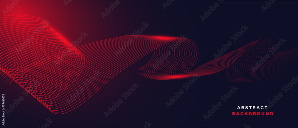 Wall mural abstract red background with wave lines vector