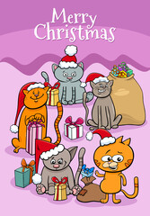 design or card with cartoon kittens on Christmas time