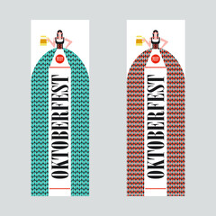 Oktoberfest. A German girl in a national costume with a beer mug. Vector illustration. Beer festival.