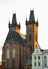 Obraz premium Cathedral of Holy Spirit at Large square (Velke namesti) in Hradec Kralove. Czech Republic