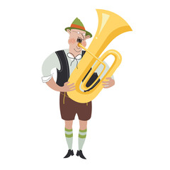 A cheerful character of the Oktoberfest festival. Vector illustration.