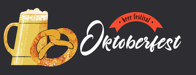 Banner template for the traditional beer festival in Germany Oktoberfest. Vector illustration.