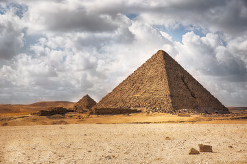 Fototapeta na wymiar Great Pyramids of Giza, UNESCO World Heritage site, Egypt