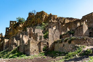 Fototapeta na wymiar Ruins of the Gamsutl village in Dagestan