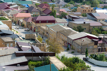 Fototapeta premium Aerial view of the Derbent city in Dagestan