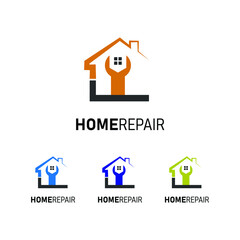 Multicolor House Repair logo design and real estate repair logo template