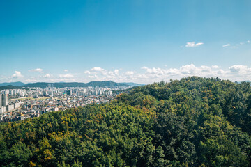 View of Seoul city from North Seoul Dream Forest park in Seoul, Korea