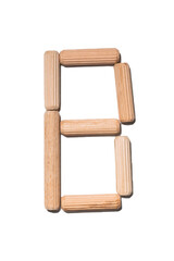 Wooden letter B alphabet set including multiple punctuation