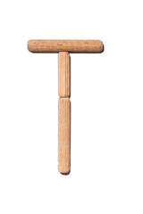 Wooden letter T alphabet set including multiple punctuation
