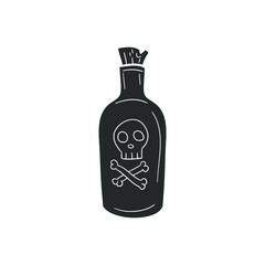 Poison Bottle Icon Silhouette Illustration. Halloween Vector Graphic Pictogram Symbol Clip Art. Doodle Sketch Black Sign.