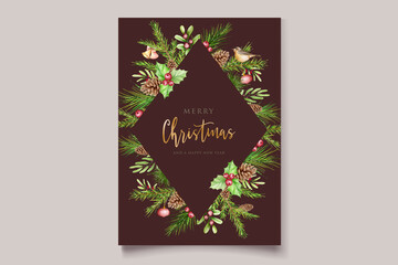 Hand drawn watercolor christmas background