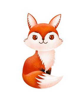 Cartoon cute fox isolated on white background for print, wallpaper, postcards, textiles. Animal character design.