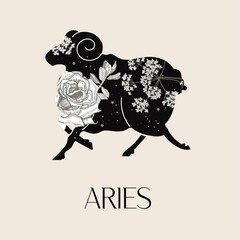 Zodiac sign Aries. The symbol of the astrological horoscope.