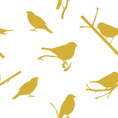 Vector seamless pattern, background with birds