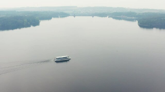 The moehnesee lake and dam in germany from above
