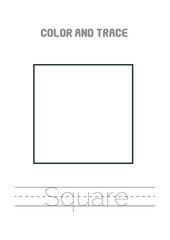 Square Shapes Tracing Coloring Pages Preschool Activity 