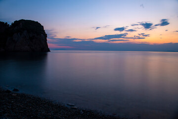 Fototapeta na wymiar Sunset by the sea. long exposure. Galippoli, Canakkale Turkey. 